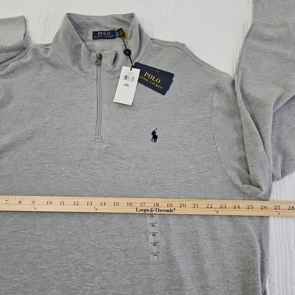 Polo Ralph Lauren Men Big & Tall Pullover Grey XXL 1/4 Zip Double Knit Pony NWT - Picture 11 of 16